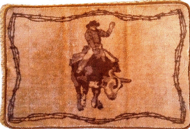 (RWBA9137A1) Western Bull Rider Bath/Kitchen Rug