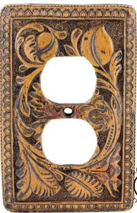 (RWRA4918) Western Tooled Flower Outlet Cover Plate