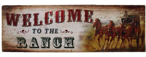 (RWRT4980) "Welcome to the Ranch" Western Art on Wood