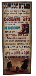 (RWRT4997) "Cowboy Rules" Western Large Wall Plaque 39-1/2" Tall
