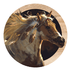 (THS-TSWZ1) "Spirit Horse" 4-Piece Western Sandstone Coaster Set