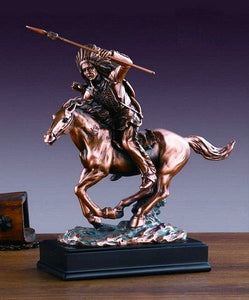 (TN54062) Western Indian Chief on Horse Sculpture 11" Tall