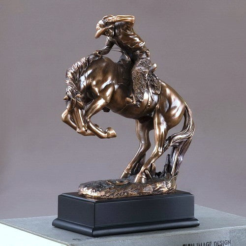 Western Cowboy & Rearing Horse Sculpture - 7" 54248 | Free Shipping