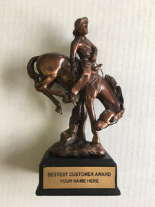 Western Cowboy & Horse Sculpture - Small