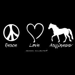"Peace, Love, Happiness" Western Horse Hoodie