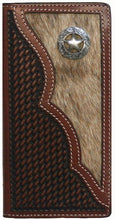 Load image into Gallery viewer, (WFAC1083) Western Brown Leather/Hair-On Rodeo Wallet with Texas Star Concho