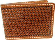 (WFAC453) Western Tan Basketweave Leather Money Clip