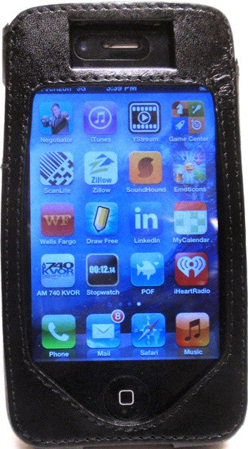 (WFAPC-1) Western Black Leather iPhone4 Protective Case