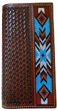 Load image into Gallery viewer, Twisted X Brown Basketweave Leather Rodeo Wallet with Beaded Inlay