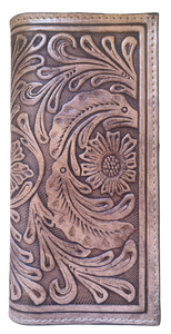 Western Tan Tooled Rodeo Wallet