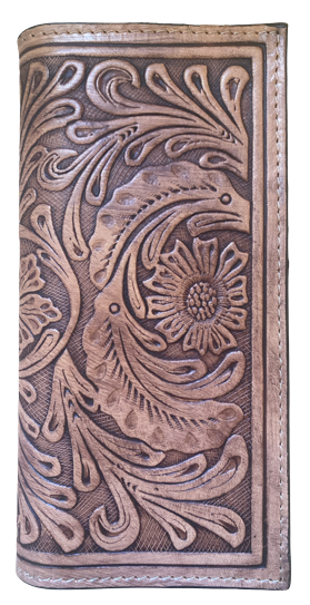 Western Tan Tooled Rodeo Wallet