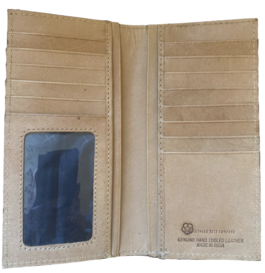 Copertina Libretto Degli Assegni In Vera Pelle Goffrata Lupo Che Canta - Foto 5