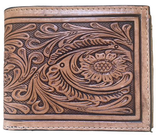 Western Tan Tooled Bi-Fold Wallet