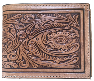 Western Tan Tooled Bi-Fold Wallet