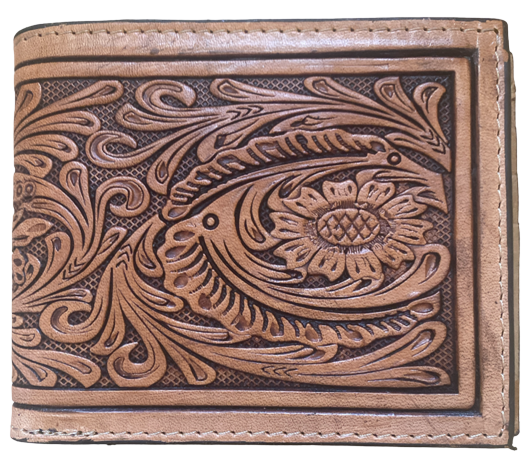 Western Tan Tooled Bi-Fold Wallet