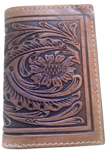 Load image into Gallery viewer, Western Tan Tooled Tri-Fold Wallet (Copy)