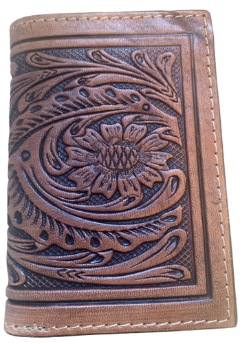 Western Tan Tooled Tri-Fold Wallet (Copy)