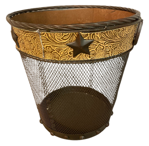 Western Tooled Look Waste Basket with Stars
