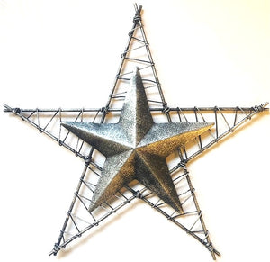 Metal Wire Wrapped Wall Star - Silver/Black