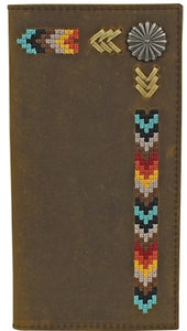 Justin Leather Rodeo Wallet with Rawhide Lacing & Needlepoint