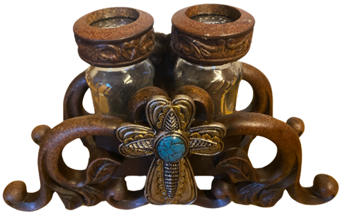 Turquoise Cross Salt & Pepper Shaker Set