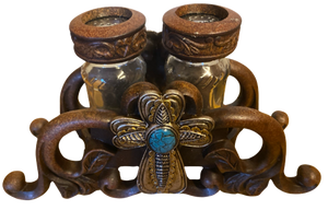 Turquoise Cross Salt & Pepper Shaker Set