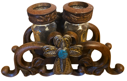 Turquoise Cross Salt & Pepper Shaker Set