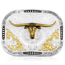 Load image into Gallery viewer, Class Act Two Tone Belt Buckle with Longhorn - Made in the USA!