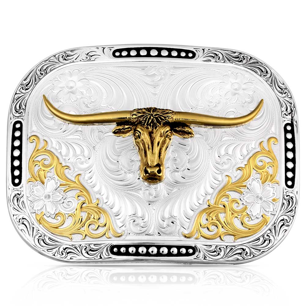 Class Act Two Tone Belt Buckle with Longhorn - Made in the USA!