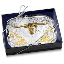 Load image into Gallery viewer, Class Act Two Tone Belt Buckle with Longhorn - Made in the USA!