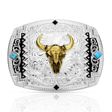 Load image into Gallery viewer, Southwest Scroll Buckle with Buffalo Skull - Made in the USA