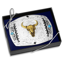 Load image into Gallery viewer, Southwest Scroll Buckle with Buffalo Skull - Made in the USA
