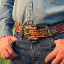 Load image into Gallery viewer, Southwest 3-Piece Longhorn Buckle Set