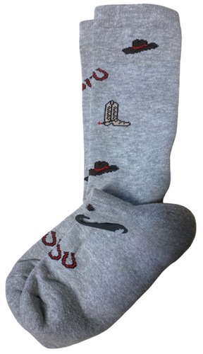 Western Cowboy Calf-High Gray Socks - Medium
