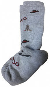 Western Cowboy Calf-High Gray Socks - Medium