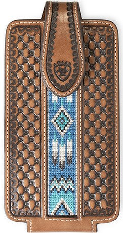 Ariat Large Brown Cell Phone Case with Southwestern Inlay