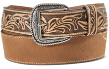 Load image into Gallery viewer, Men's Ariat Medium Brown Western Belt with Embroidered Longhorn - 1-1/2" Wide