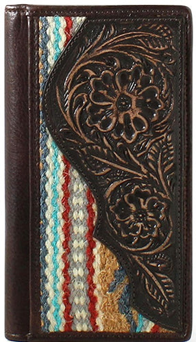 Ariat Men's Rodeo Wallet Tooled Rug Brown