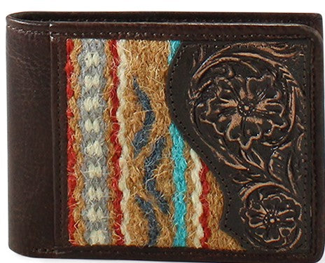 Ariat Men's Bi-Fold Wallet Tooled Rug Brown