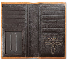 Load image into Gallery viewer, Ariat Men's Rodeo Floral Leather Wallet with ARIAT Banner