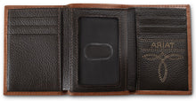 Load image into Gallery viewer, Ariat Men's Tri-Fold Wallet with Diamond Embossed Brown