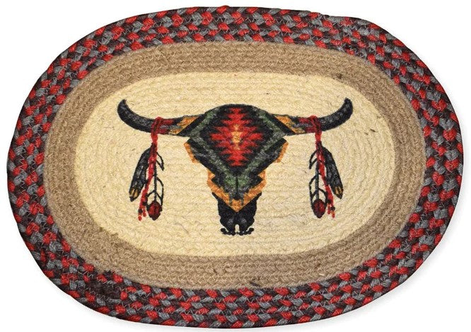 Cow Skull Braided Jute Table Mat