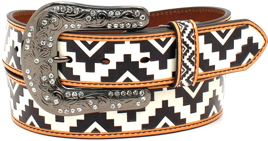 Angel Ranch Ladies' Western Belt with Zig Zag Diamond Tan (1-1/2