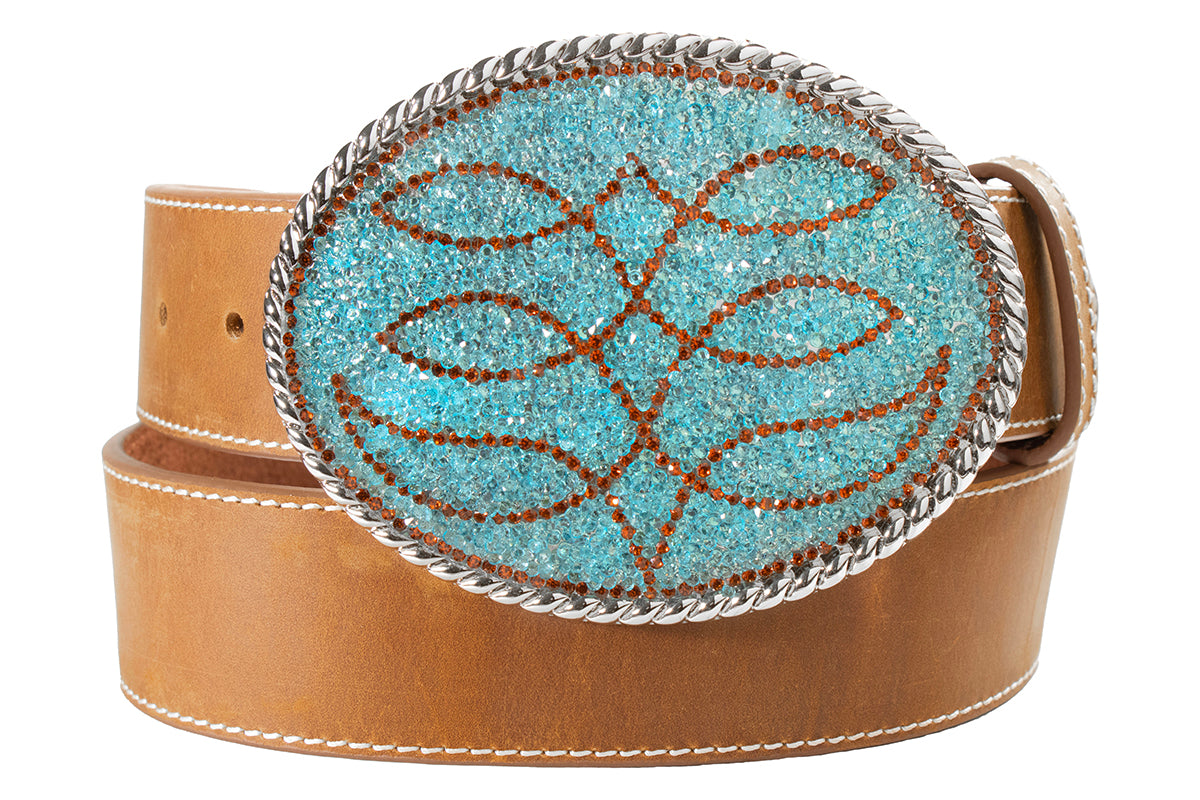 Angel Ranch Western Zig Zag Leather Belt Rhinestone Buckle Women’s LARGE NEW Angel Ranch Ladies Black Gator Print Studded Glitz Leather  main image 3