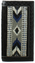Load image into Gallery viewer, Men's Tooled Black Leather and Rug Fabric Rodeo Wallet