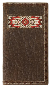 Men's Rodeo Style Wallet Embroidered Buck Lace Red