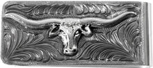 Load image into Gallery viewer, Men's Metal Money Clip with Longhorn Silver