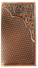 Load image into Gallery viewer, Western Basketweave/Floral Tooled Leather Rodeo Wallet
