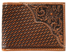 Load image into Gallery viewer, Western Basketweave/Floral Tooled Leather Bi-Fold Wallet