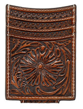 Load image into Gallery viewer, Men's Leather Basketweave/Floral Tooled Money Clip